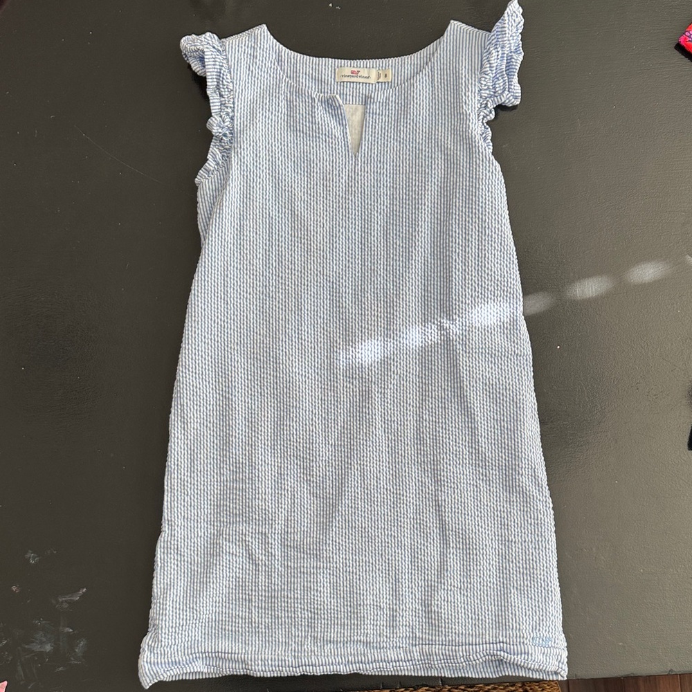 Vineyard Vines Light Blue Seersucker Kids Dress